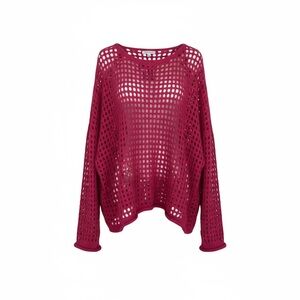 White Birch pink Open-Knit Sweater